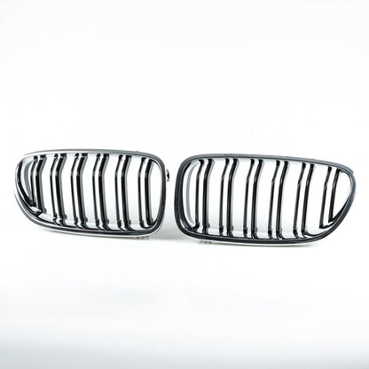 Double Rib Chrome & Black Front Kidney Grille for BMW F10 5 Series (2011-2017)