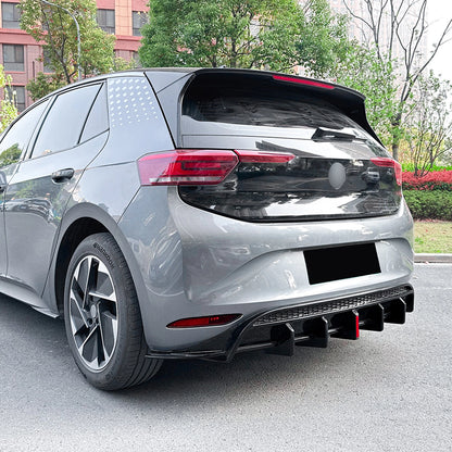 Gloss Black Rear Bumper Diffuser Lip with Lights for VW ID.3 (2019-2022)