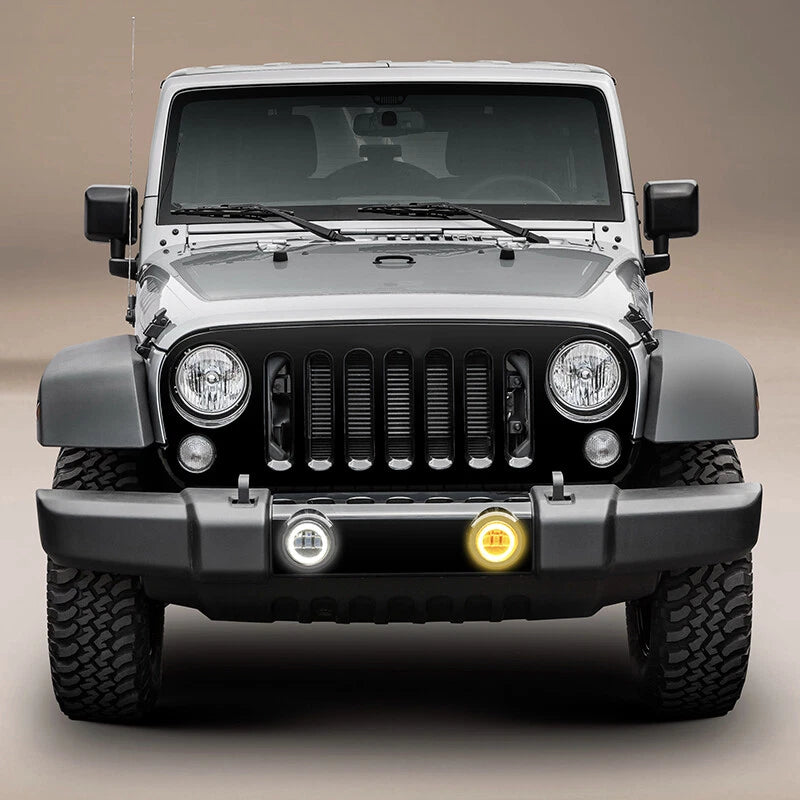 4" Round LED Fog Light Halo Driving Lamp Assembly for Jeep Wrangler JK TJ LJ