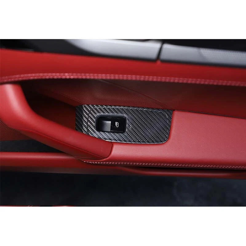Real Carbon Fiber Interior Door Window Switch Trim fit For Porsche 911 2019-