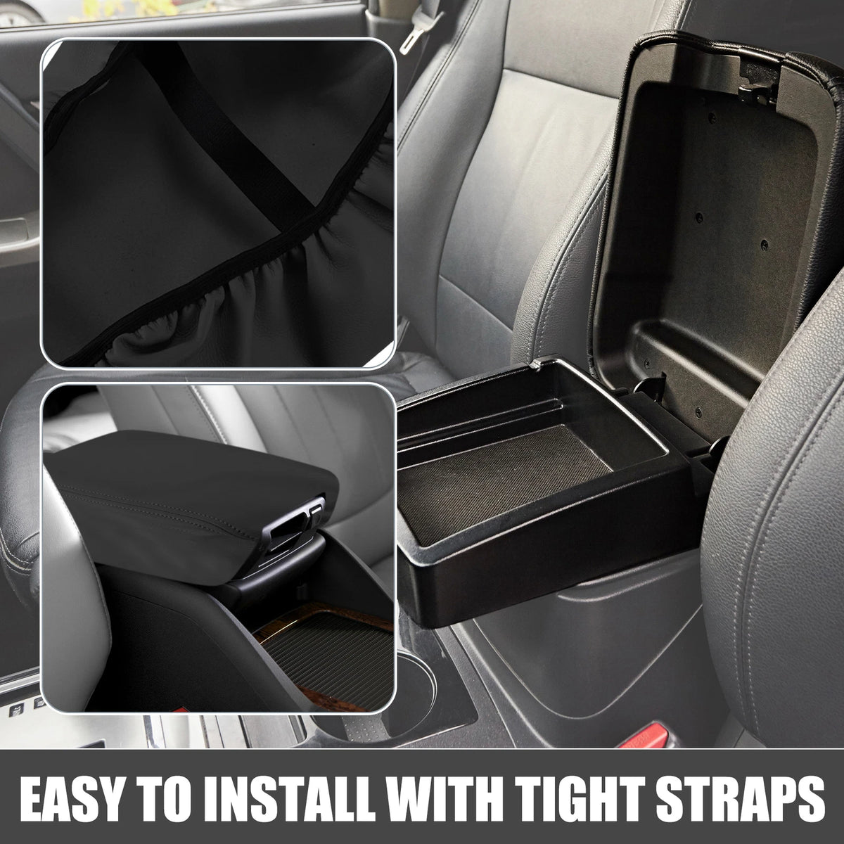 Car Center Console Pad Armrest Cover for Ford F150 (2015-2020) Black