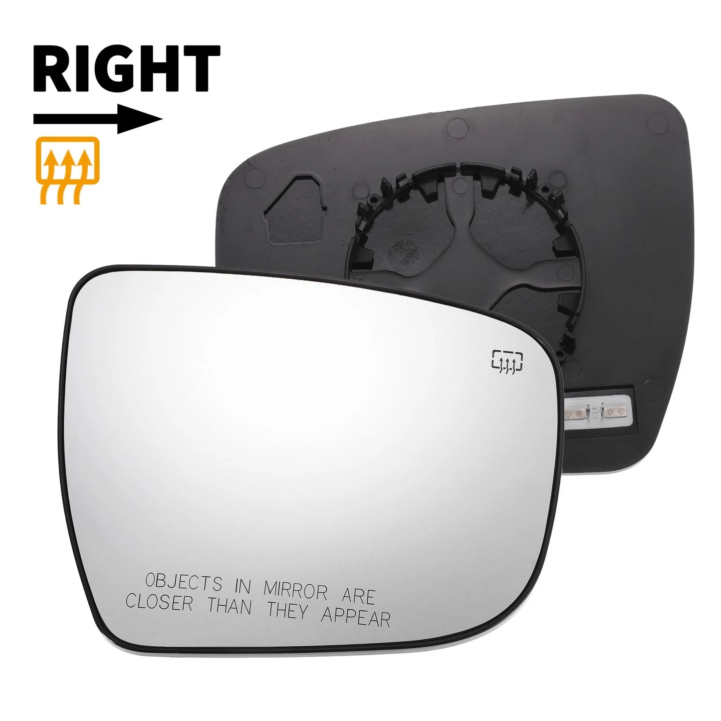 Right Side Heated White Mirror Glass for Nissan Rogue, Pathfinder (2008-2023)