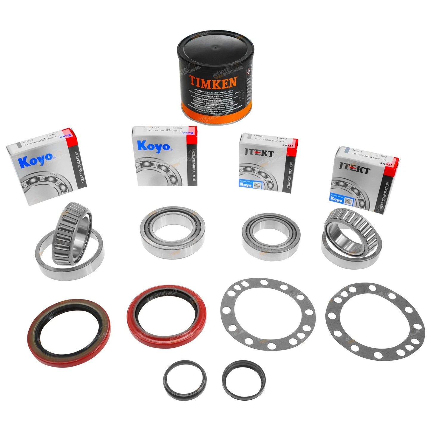 2 x KOYO Rear Wheel Bearing Kits + Grease for Landcruiser with Drum Brakes (1979–2007)