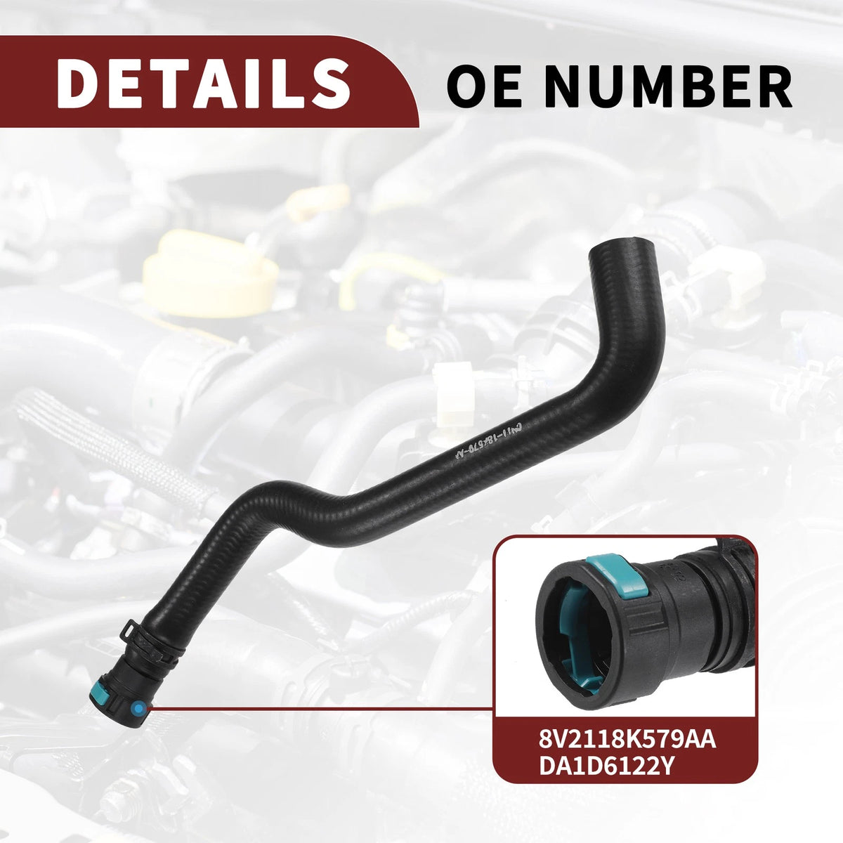 Heater Hose for Ford B-Max Fiesta 2008-2023 - Black 1 x Piece