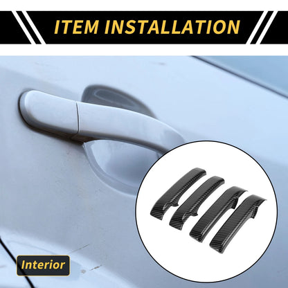 Set Carbon Fiber Pattern Door Handle Bezel Cover for Toyota Tundra (2014–2021)