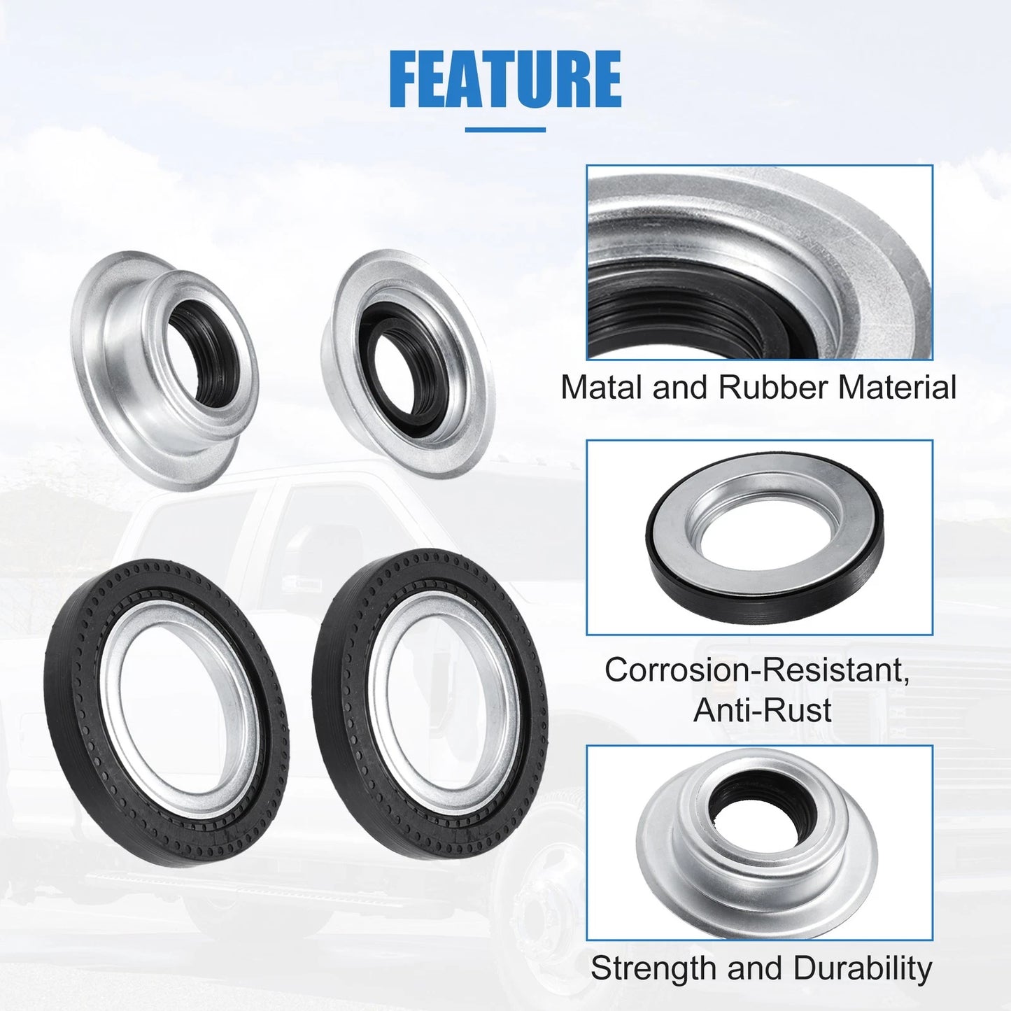 Front Axle Seal Kit with Hub O-Ring Dust Seals for Ford F250 Super Duty (2005-2023)