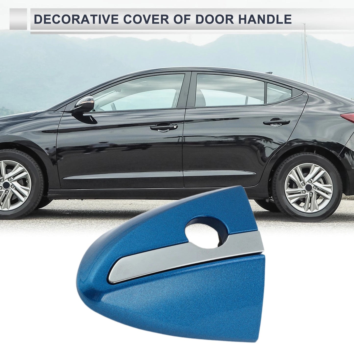 Blue Front Left Door Handle Lock Cylinder Covers for Toyota Corolla (2014–2018)