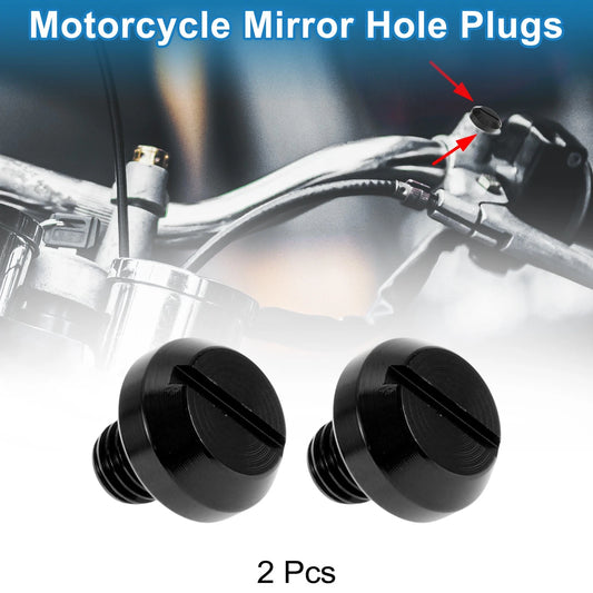 2 x Right Hand M8x1.25 Mirror Hole Plugs & Screws Black for Motorcycle