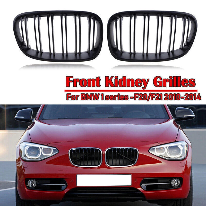 Matte Black Front Kidney Grilles for BMW F20/F21 2011-2014 (2011-2014)