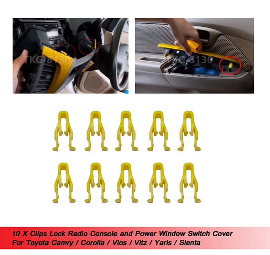 10 x Clips for Radio Console for Toyota Camry, Corolla,Vitz, Sienta (2002-2023)