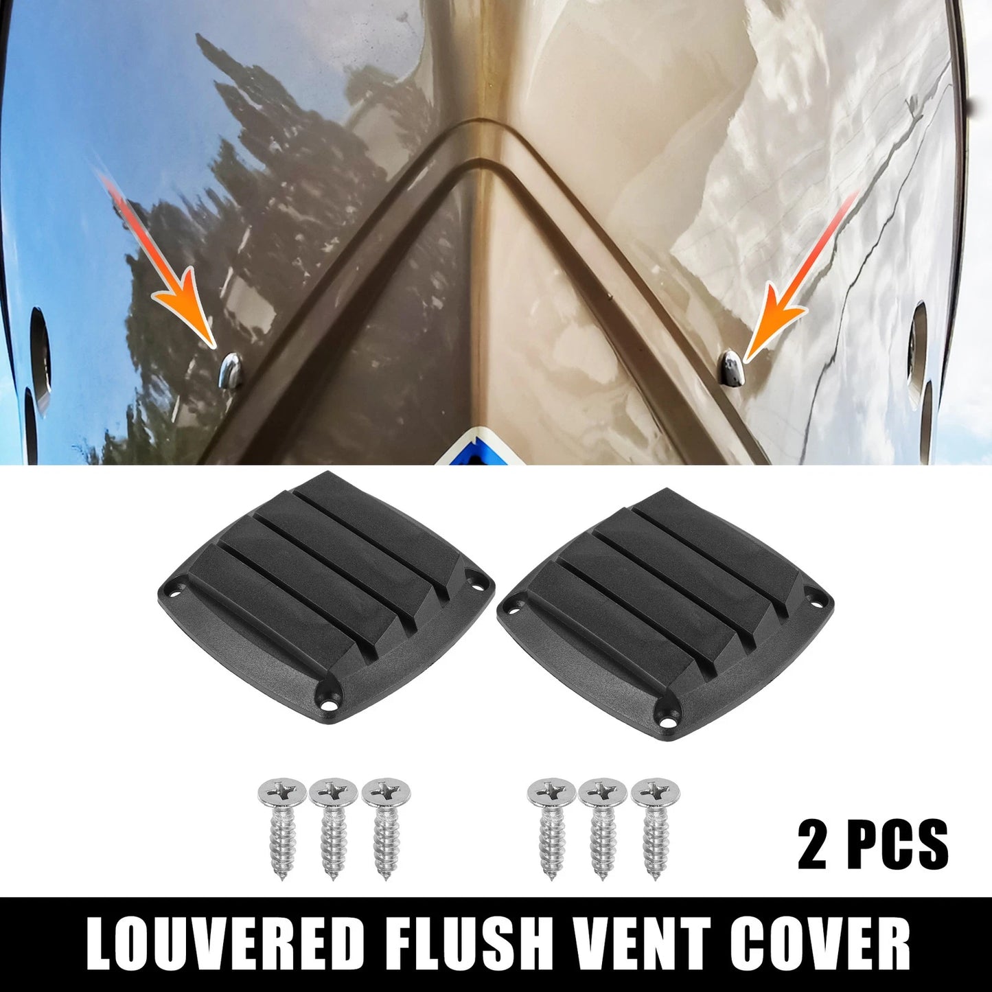 2 x Air Exhaust Ventilator Louvered Grille Cover Black for Boat Marine