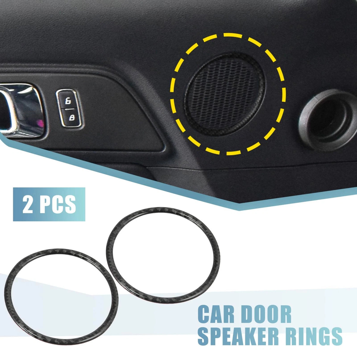 2 x Door Speaker Rings Stickers Trims Covers for Ford Mustang (2015-2020)
