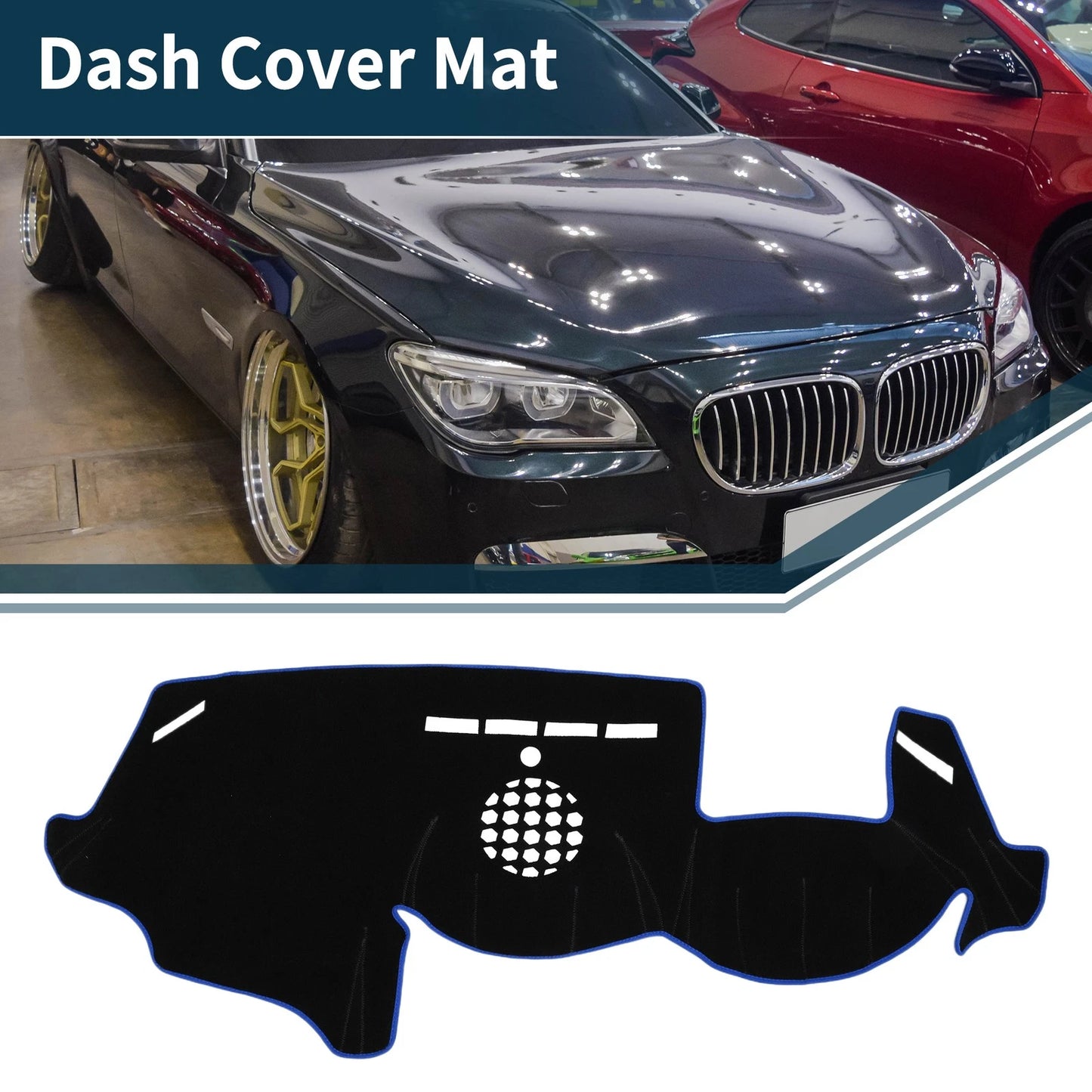 Dashboard Cover Mat for BMW 6 Series 2003-2010 Sun Protector Pad Black Blue