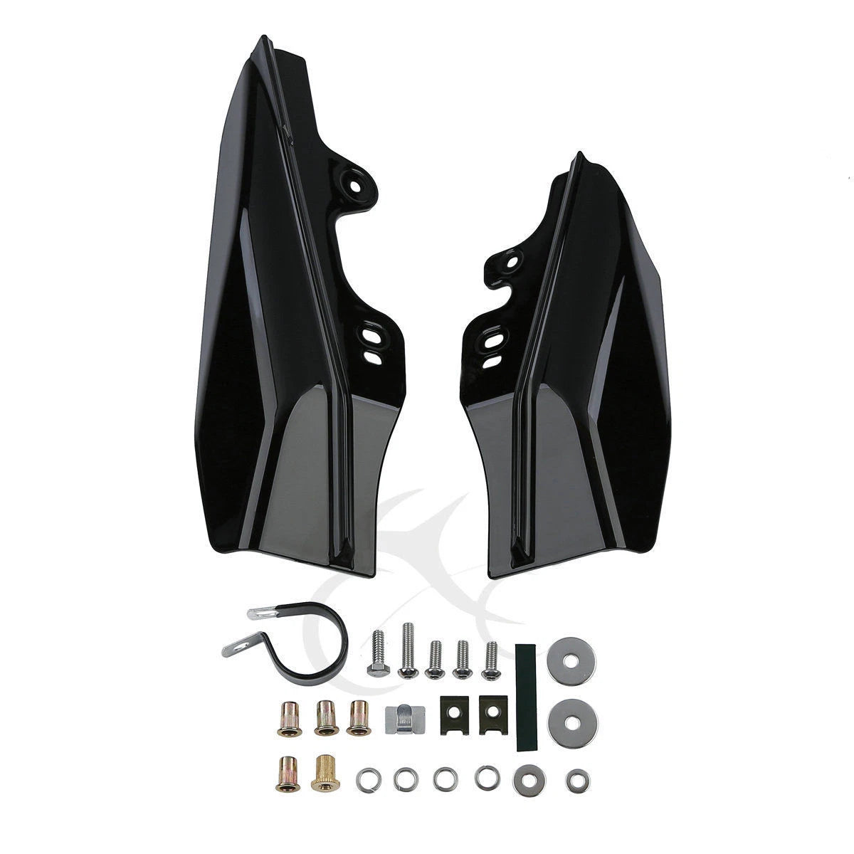 Chrome/Black Mid-Frame Air Deflectors for Harley Touring Street Glide (01-08)