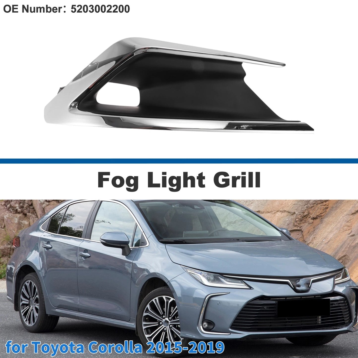 Front Right Fog Light Grill for Toyota Corolla (2015–2019)