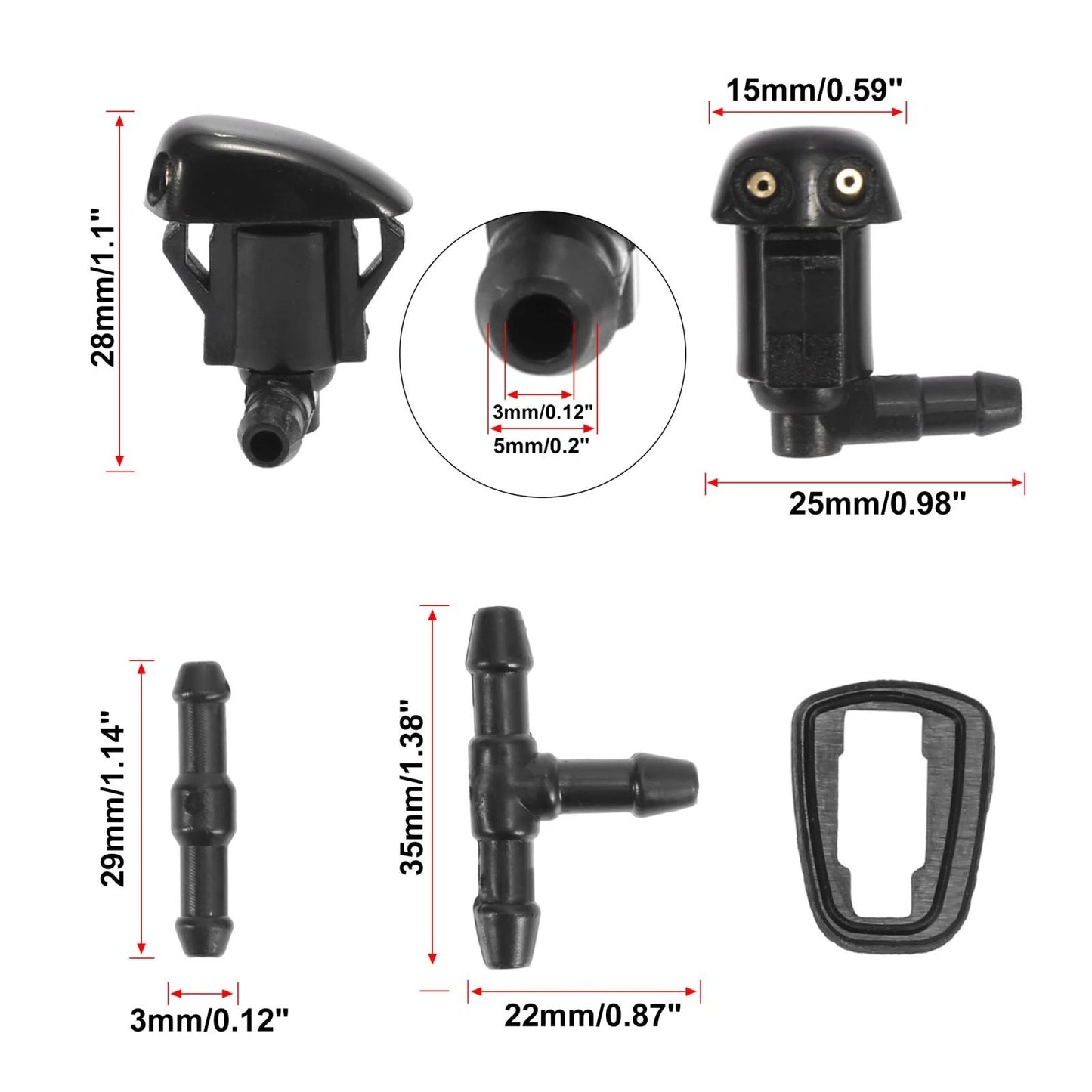 7 x Windshield Wiper Fluid Squirter Nozzles for Toyota Yaris Tacoma (2006-2023)
