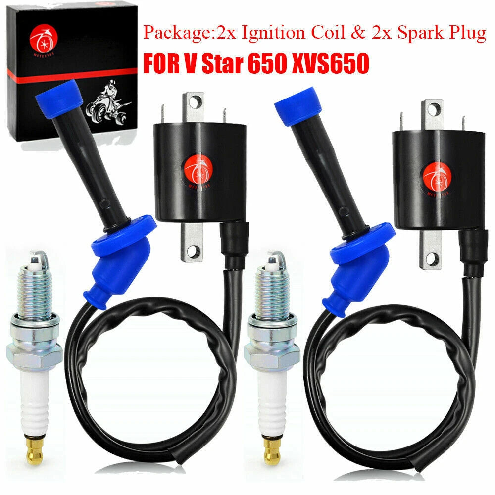 Ignition Coil Spark Plug for Yamaha V Star 650 XVS650 Classic Silverado 98-16
