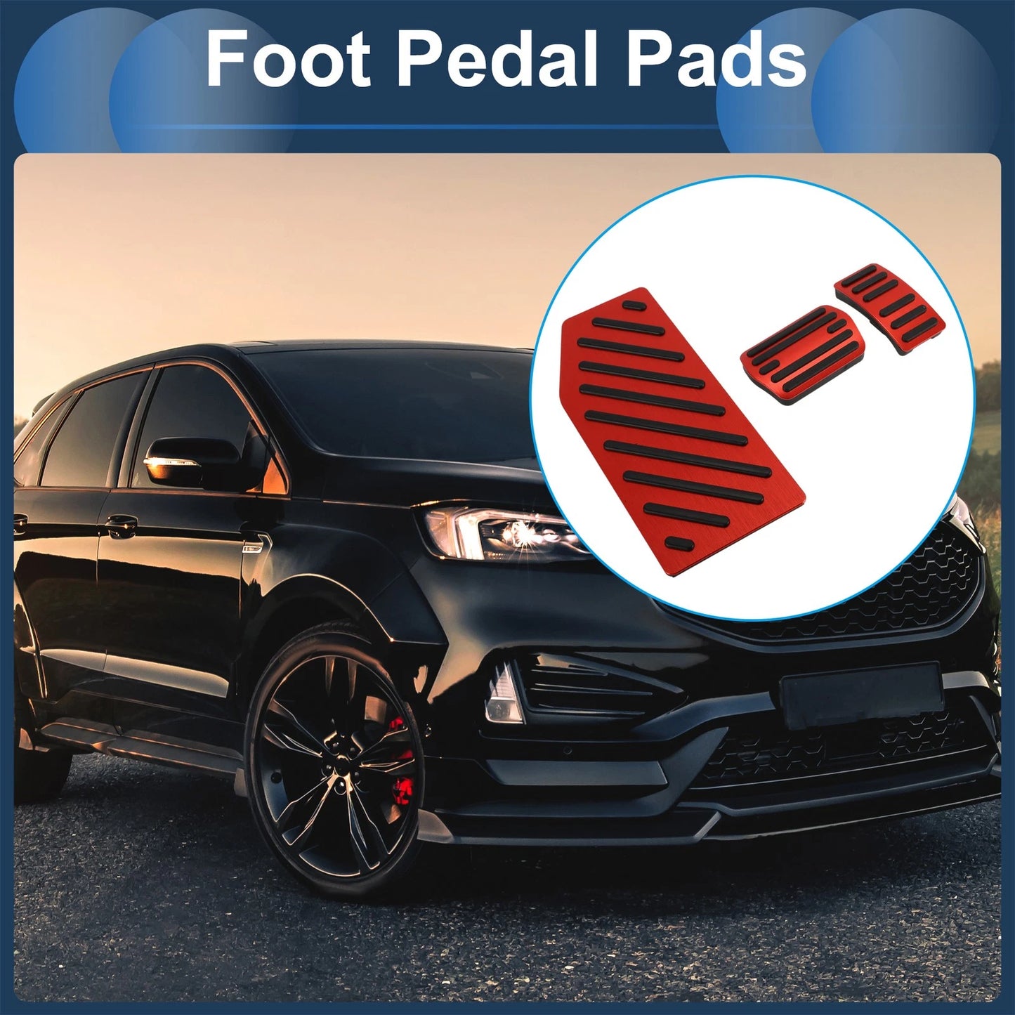 3 Pcs Automatic Foot Accelerator Pedal Covers for Ford Edge (2023)