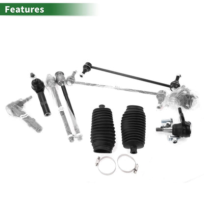 10 Pcs Front Suspension Kit Tie Rod Ends Front Sway Bar Link Ball Joint for GMC
