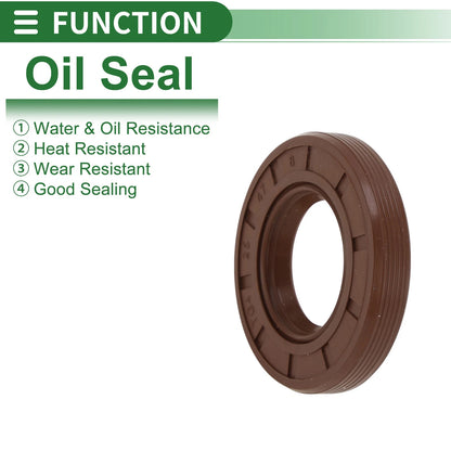 Oil Seal 25x47x8mm FKM Rubber Brown 5 Pcs