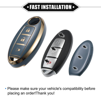 TPU Blue Key Fob Shell Cover Case for Nissan Altima Armada (2002-2023)