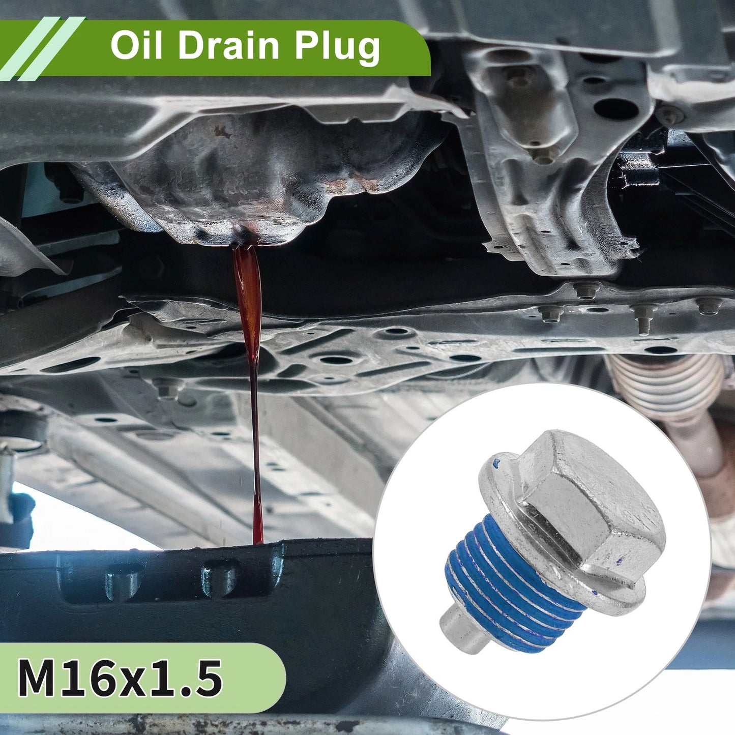 2 x M16x1.5 Copper Oil Drain Plug W/ Gasket for Car/Motorcycle Silver Tone Blue