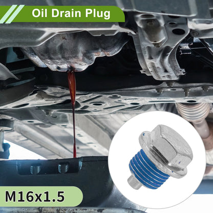2 x M16x1.5 Copper Oil Drain Plug W/ Gasket for Car/Motorcycle Silver Tone Blue