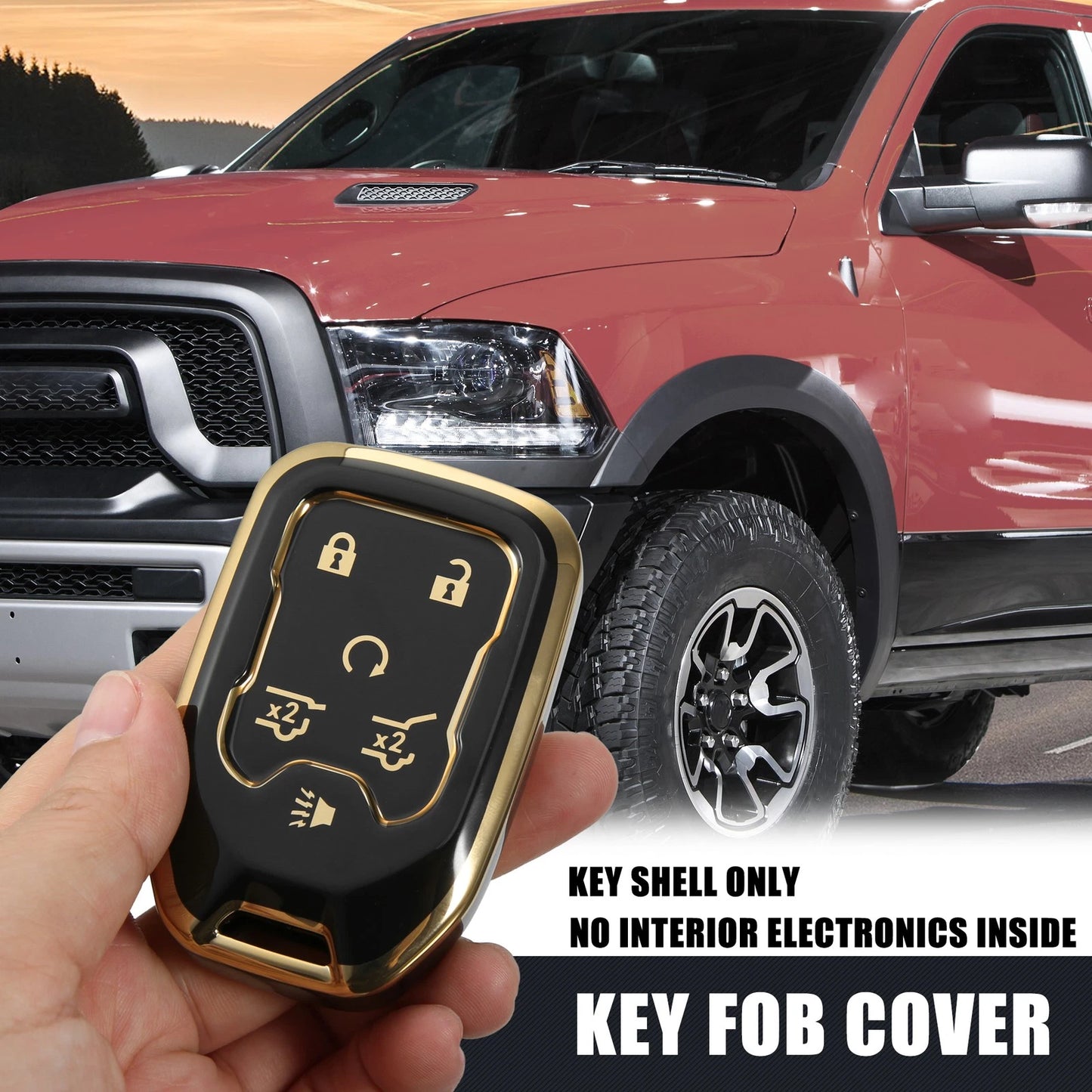 Smart Key Fob Cover with Keychain Black for GMC Terrain (2017-2021)