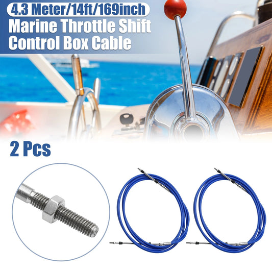 2 x Marine Throttle Shift Remote Control Box Cable for Boats