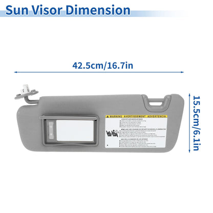 Left Side Sun Visor for Toyota Highlander 2014-2016, 2019 (No.743200E074B0) Gray
