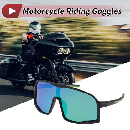 Set Motorcycle Riding Goggles Green Lens Black Frame Cellulos for Motorcycle