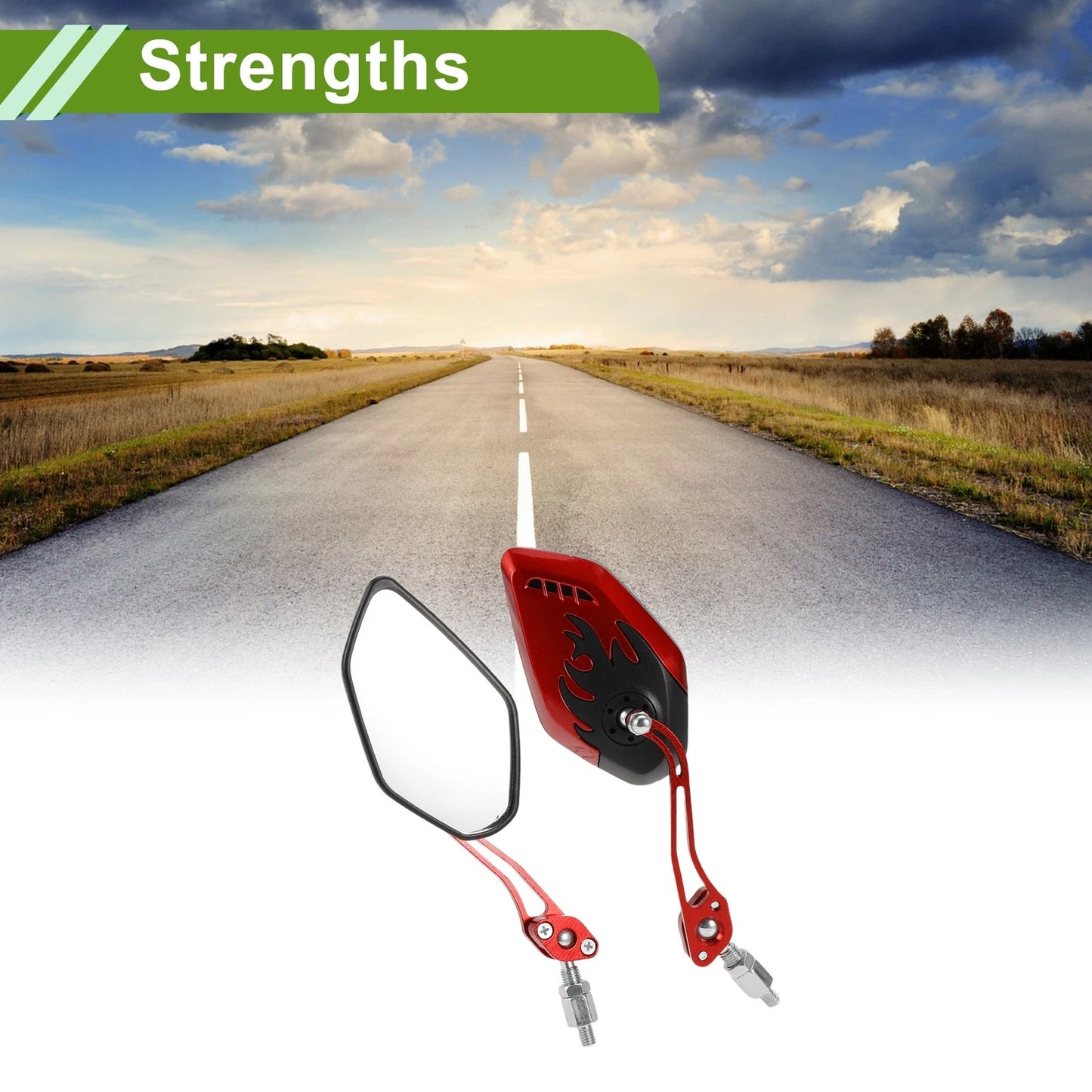 Mirror / M8/M10 / Rear View Mirror Polygonal Black Red Alloy for Motorcycle