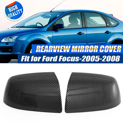 2 x Carbon Black Wing Mirror Cover Caps for Ford Focus (2005-2008)