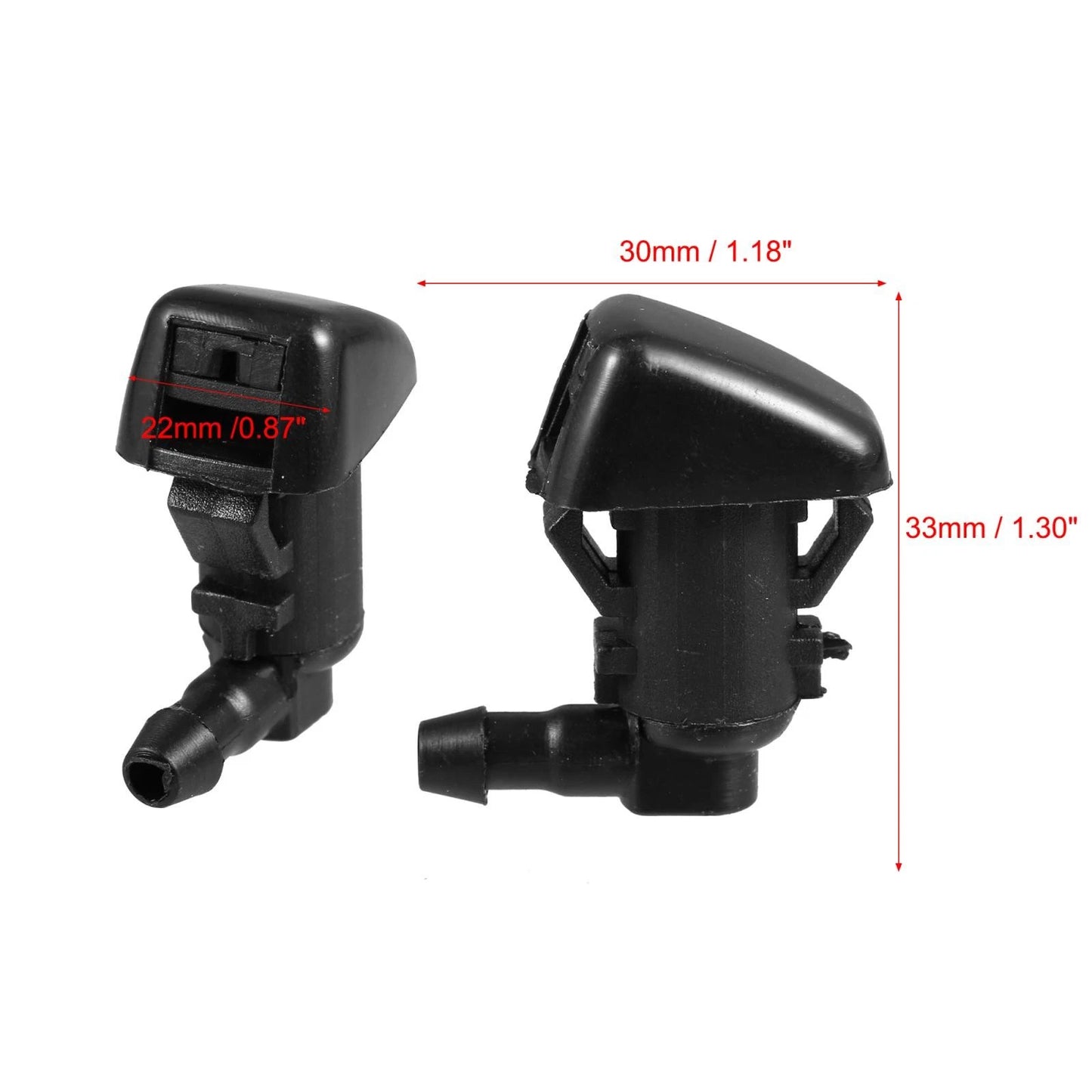 Black Front Windshield Wiper Nozzles Kit for Ford F-350 Super Duty (2008-2010)