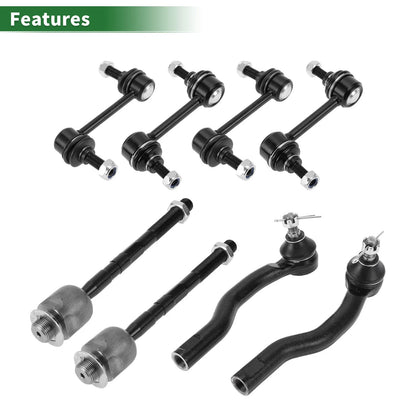 8pcs Front Suspension Kit Tie Rod Ends & Sway Bar Links for Ford Edge (2007-2010)