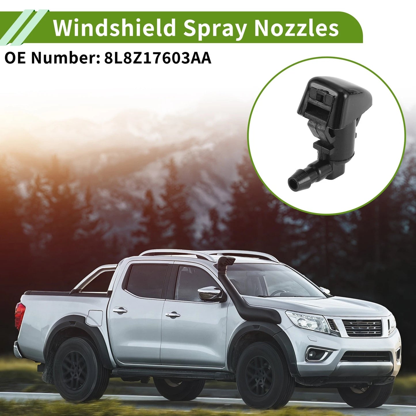 Windshield Washer Nozzle w/ Hose Connector for Ford