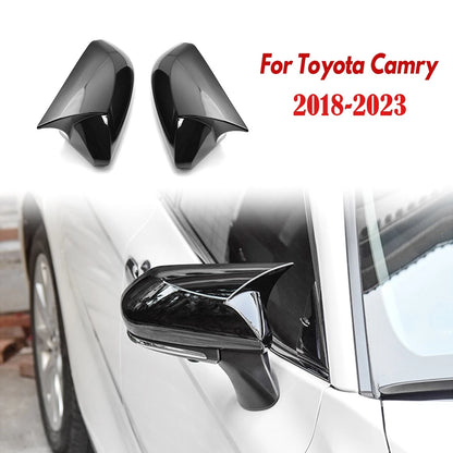 Gloss Black Rear Mirror Cover Cap Trim Horn for Toyota Camry (2018–2023)