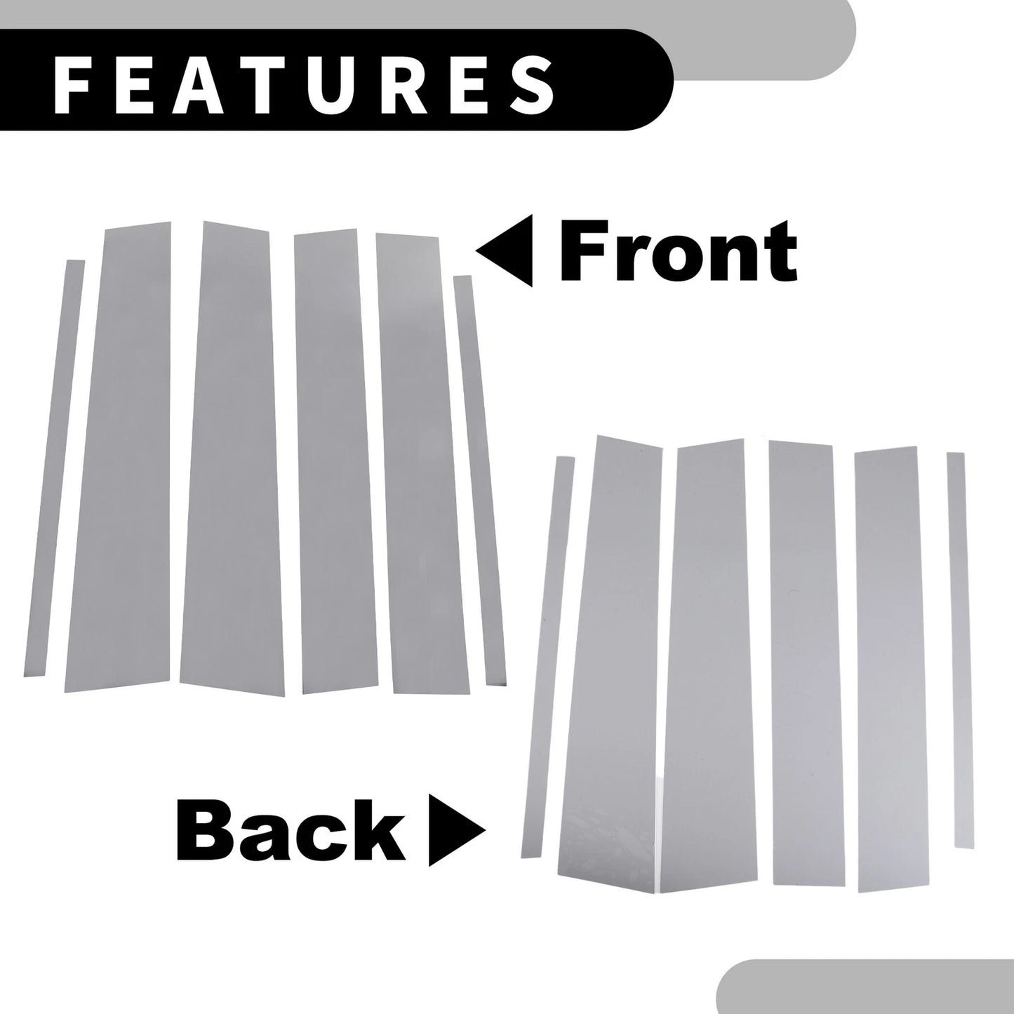 6 x Car Pillar Window Trim Covers for Nissan Titan (2004-2015) Chrome Silver