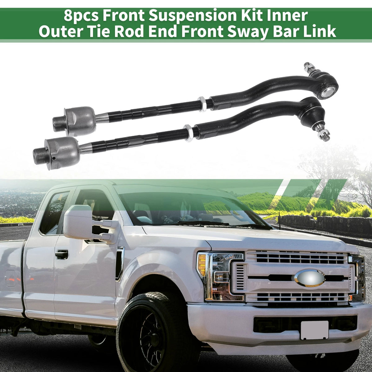 8pcs Front Suspension Kit Tie Rod Ends with Boots for Ford Edge (2007-2014)