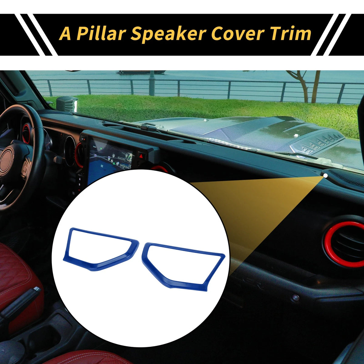 A Pillar Speaker Cover Trim for Jeep Wrangler JL JLU (2018-2024) - ABS Blue
