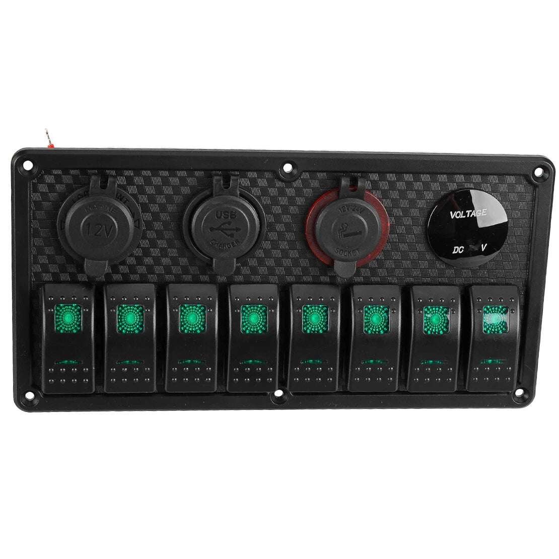 8 Gang Toggle Rocker Switch Panel for Car Boat Marine RV Truck Green LED