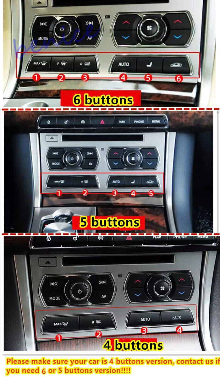 14X Silver Air Conditioning Button Sticker Trim for Jaguar XF (2012–2015)