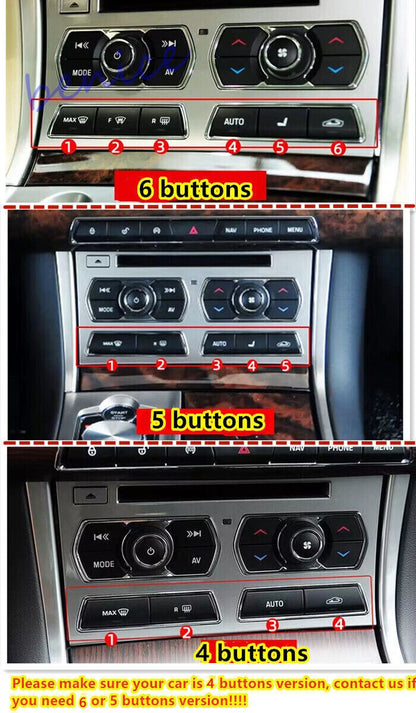 14X Silver Air Conditioning Button Sticker Trim for Jaguar XF (2012–2015)