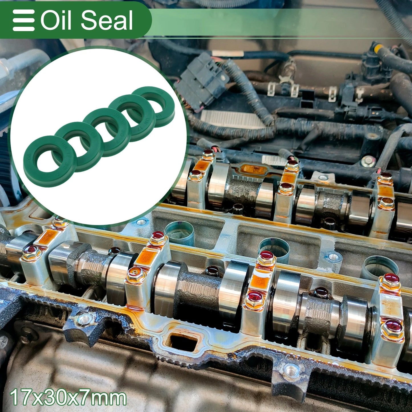 Oil Seal TPU 17x30x7mm High Pressure Green 5 Pcs