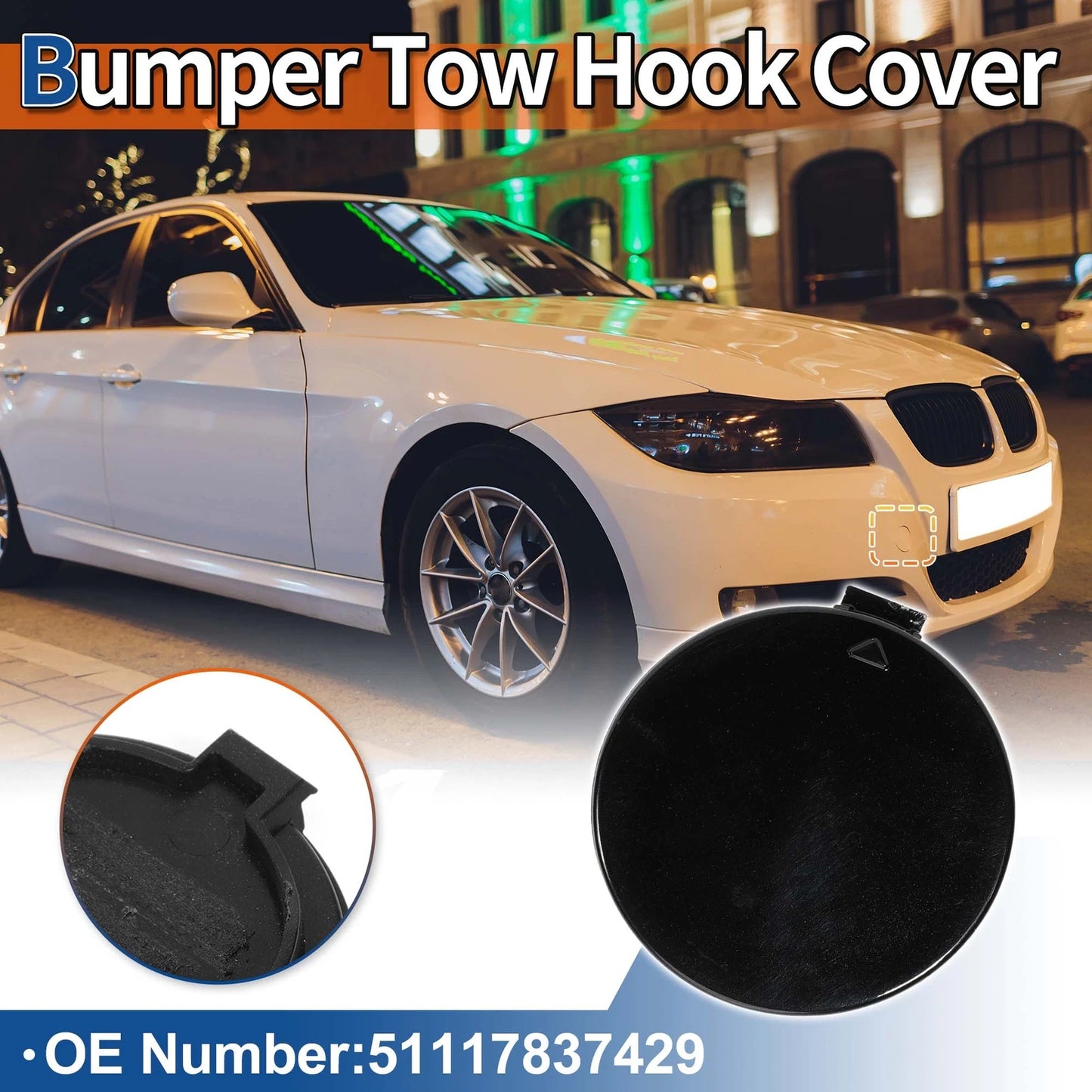 Tow Hook Cover for BMW E81 E87 (2004-2011) Black Sapphire