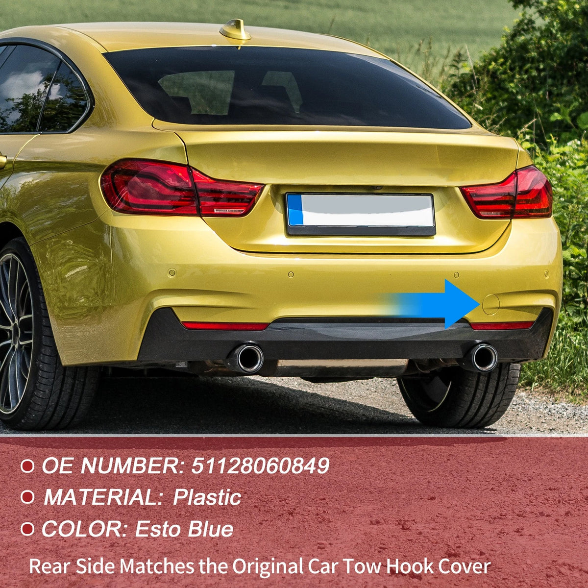 Rear Tow Hook Cover for BMW 428i (2014-2016) - Blue 1 x Cover