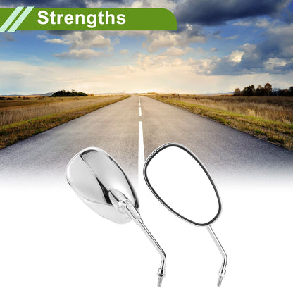 M8 Rear View Mirrors Oval Shape Handlebar Chrome Silver Tone for M8 Motorcycle