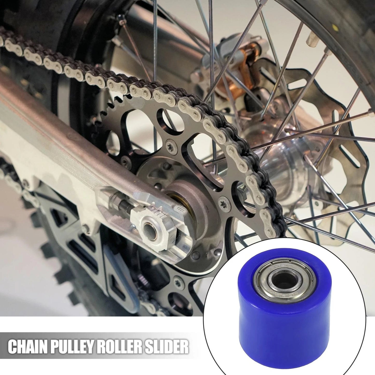 8mm Chain Pulley Roller Slider Guide for Motorcycle Street Bike ATVs Blue