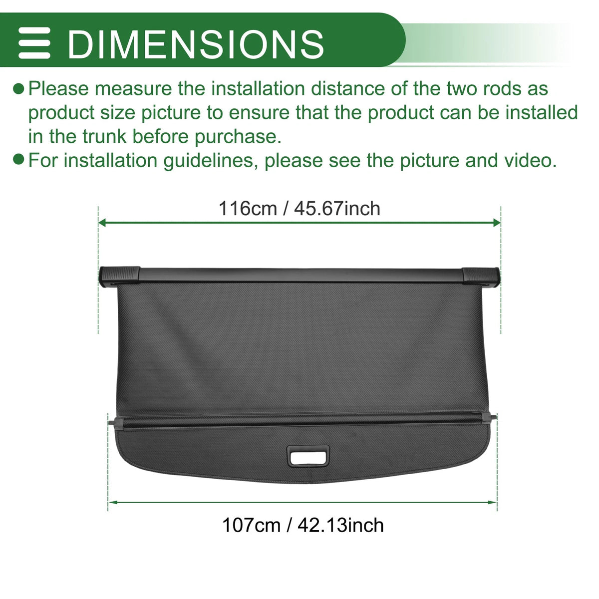Car Boot Retractable Cargo Cover for Toyota Prius (2016-2022) Black Fiber