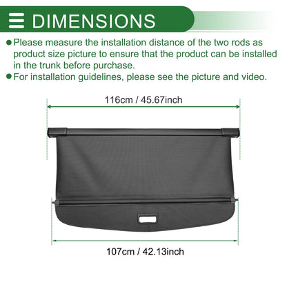 Car Boot Retractable Cargo Cover for Toyota Prius (2016-2022) Black Fiber